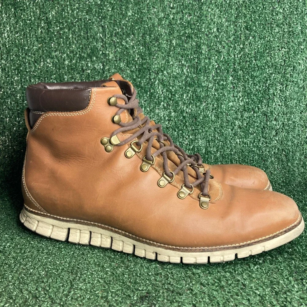 Cole Haan Zerogrand Hiker Waterproof Leather Gorpcore Boots British Tan Mens 13M